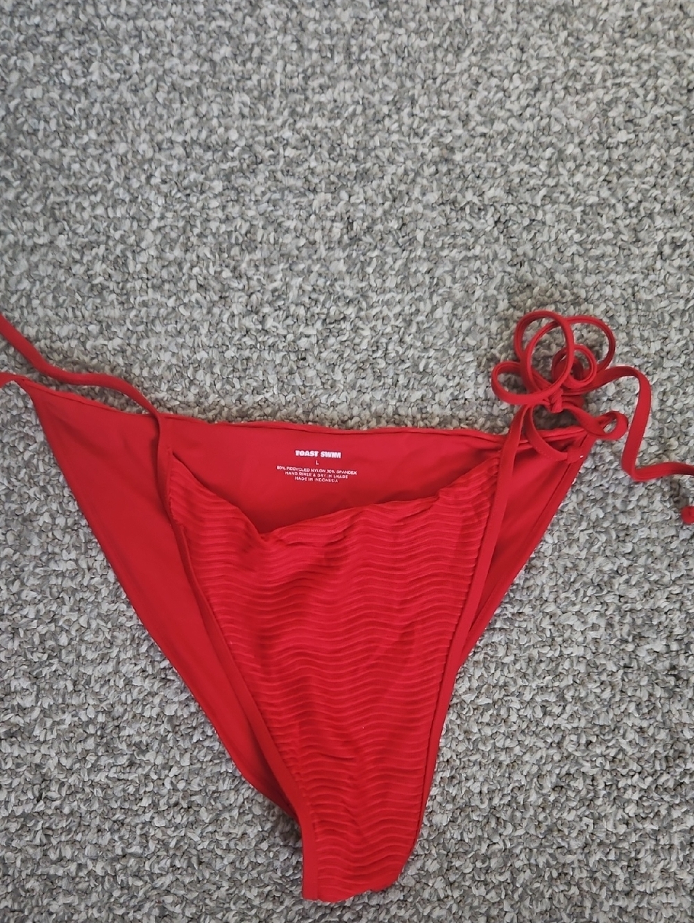 Toast Swim Size L Red Tie Bikini Bottoms